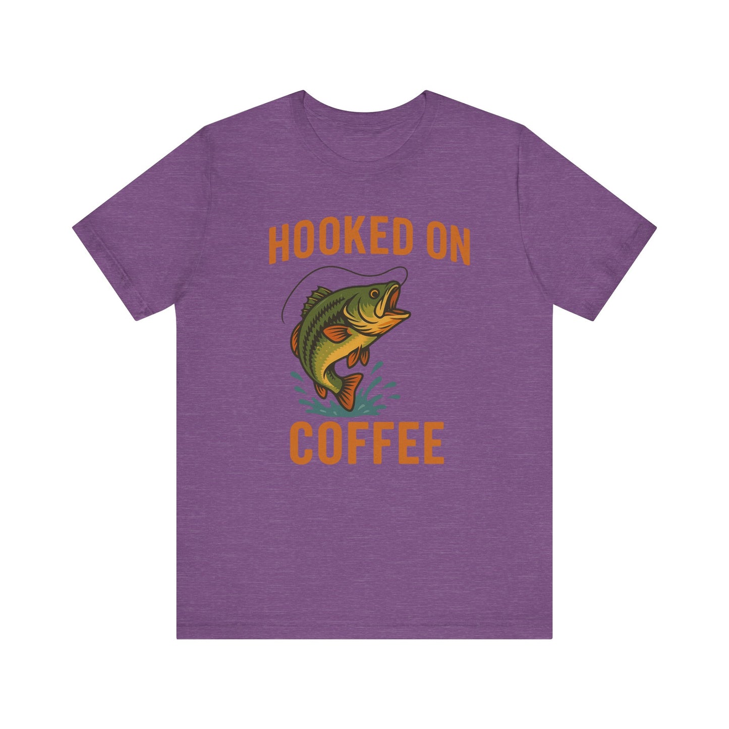 Hooked on Coffee Fishing Tee | Unisex Jersey Short Sleeve T-Shirt, Great for Outdoors, Gifts for Fishermen, Coffee Lovers, Casual Wear