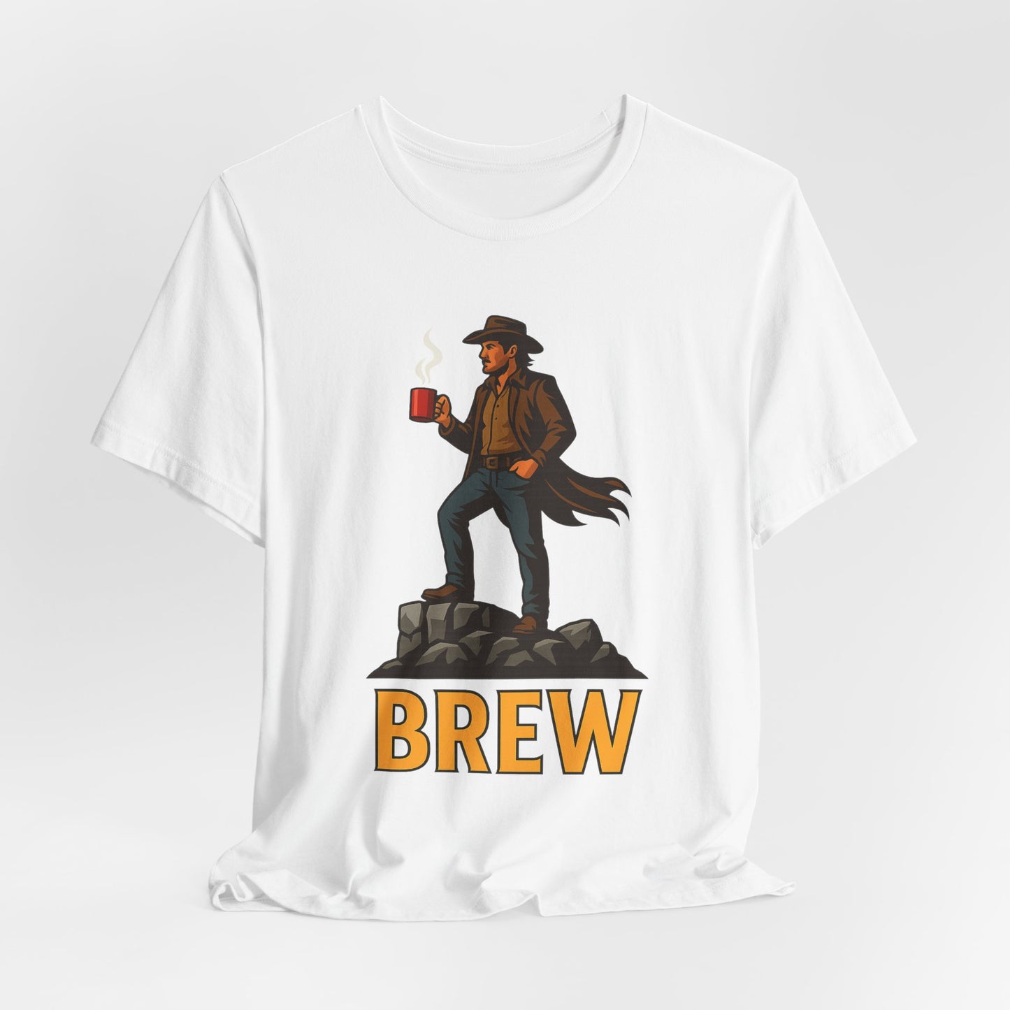 Brew Adventure Tee: Vintage Graphic Unisex Shirt, Coffee Lover Gift, Casual Wear, Hiking Apparel, Men's & Women's Fashion