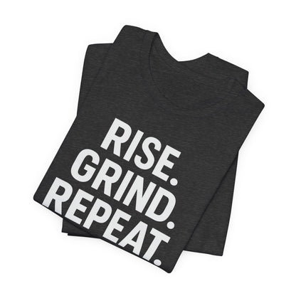 Coffee Lover's Unisex Tee - Rise. Grind. Repeat. | Casual Wear, Motivational Gift, Gym Shirt, Coffee Enthusiast Apparel, Everyday Comfort