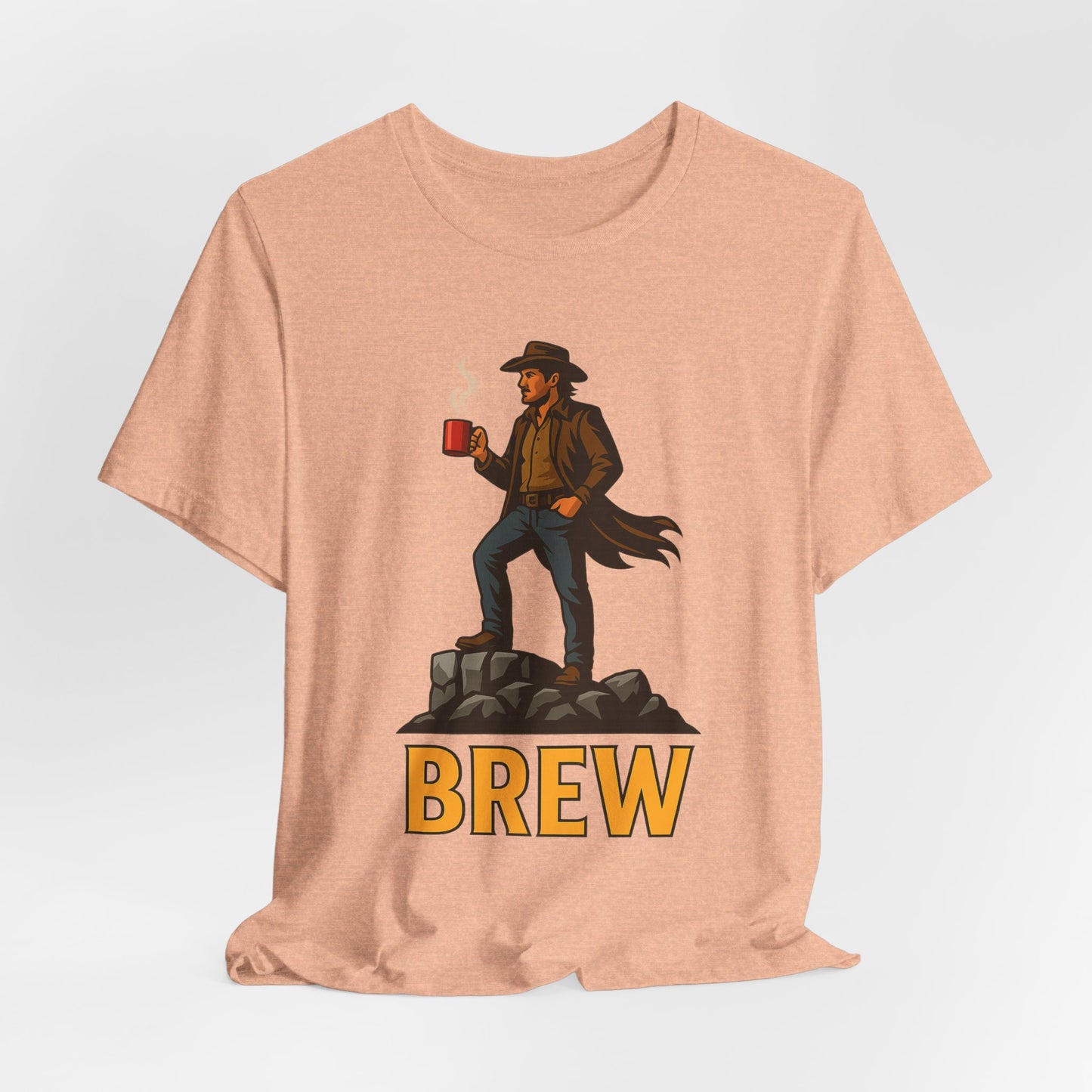 Brew Adventure Tee: Vintage Graphic Unisex Shirt, Coffee Lover Gift, Casual Wear, Hiking Apparel, Men's & Women's Fashion
