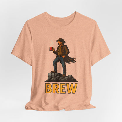 Brew Adventure Tee: Vintage Graphic Unisex Shirt, Coffee Lover Gift, Casual Wear, Hiking Apparel, Men's & Women's Fashion