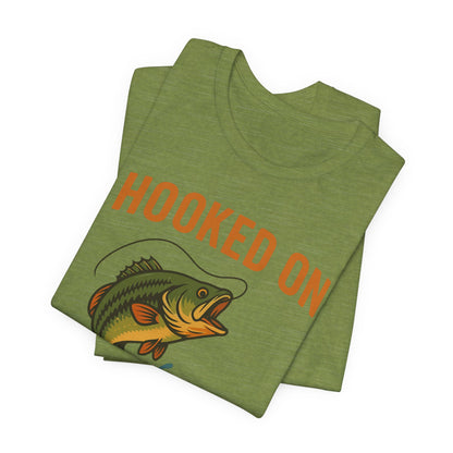 Hooked on Coffee Fishing Tee | Unisex Jersey Short Sleeve T-Shirt, Great for Outdoors, Gifts for Fishermen, Coffee Lovers, Casual Wear