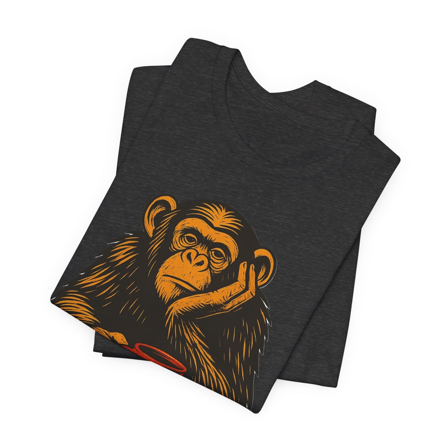Charming Chimpanzee Coffee Tee, Relaxed Vibes, Gift for Animal Lovers, Everyday Comfort, Perfect for Coffee Lovers
