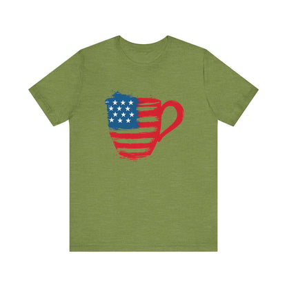 Patriotic Coffee Lover's Tee, Unisex Shirt, Independence Day Apparel, Gift for Barista, American Flag Tee, Casual Wear
