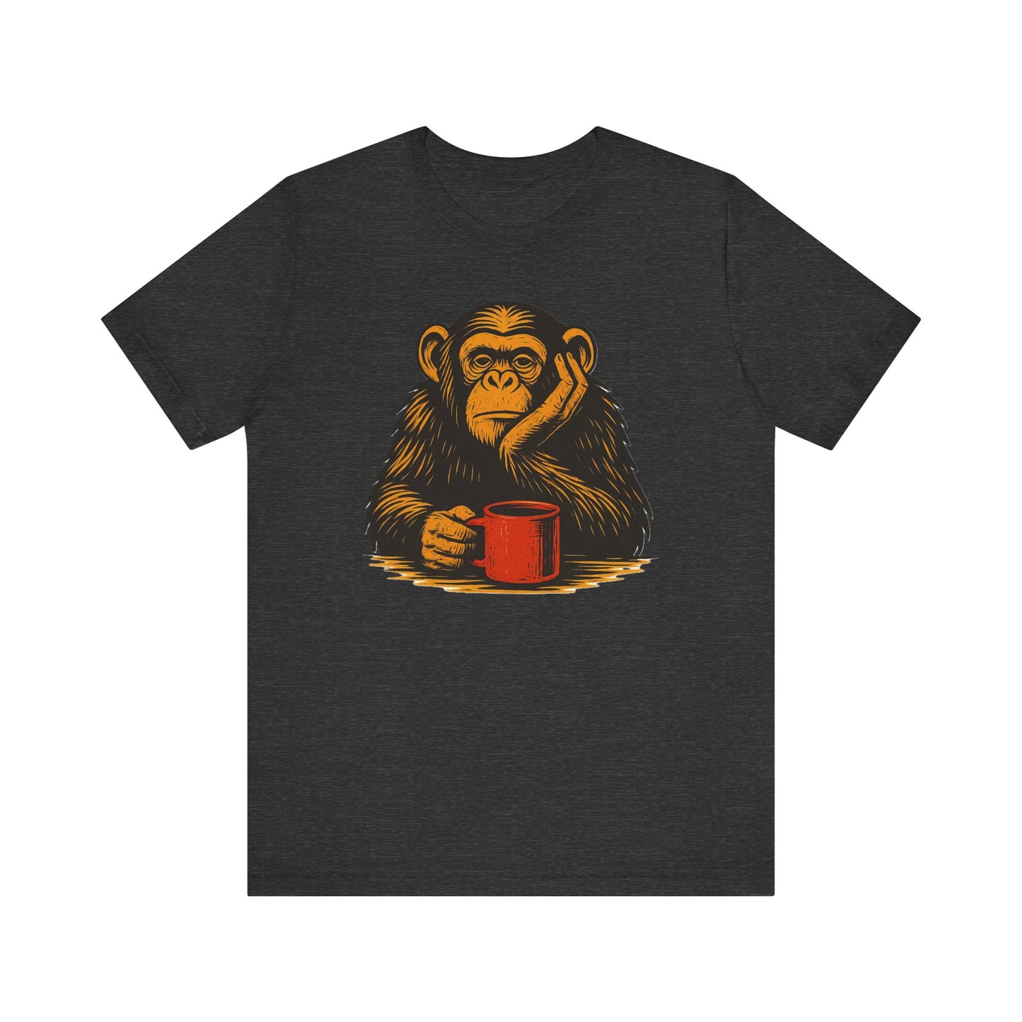 Charming Chimpanzee Coffee Tee, Relaxed Vibes, Gift for Animal Lovers, Everyday Comfort, Perfect for Coffee Lovers