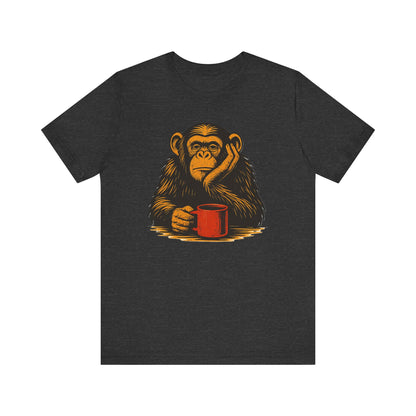 Charming Chimpanzee Coffee Tee, Relaxed Vibes, Gift for Animal Lovers, Everyday Comfort, Perfect for Coffee Lovers