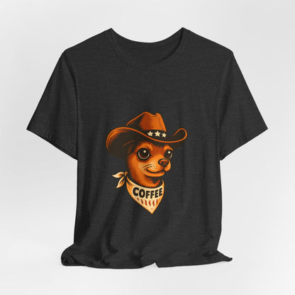 Cowboy Coffee Graphic Tee, Unisex T-Shirt, Funny Coffee Lover Gift, Casual Wear, Coffee Shop Merch