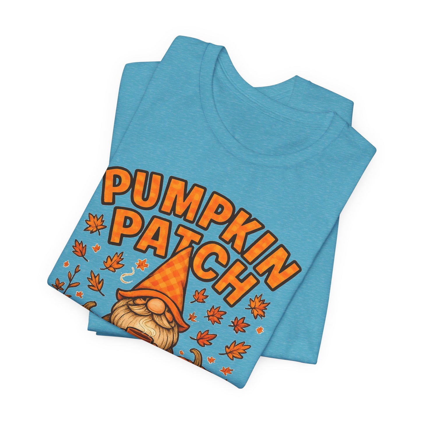 Fall Pumpkin Patch Tee, Cozy Autumn T-Shirt, Seasonal Gnome Shirt, Halloween Fun Apparel, Graphic Tee for Nature Lovers