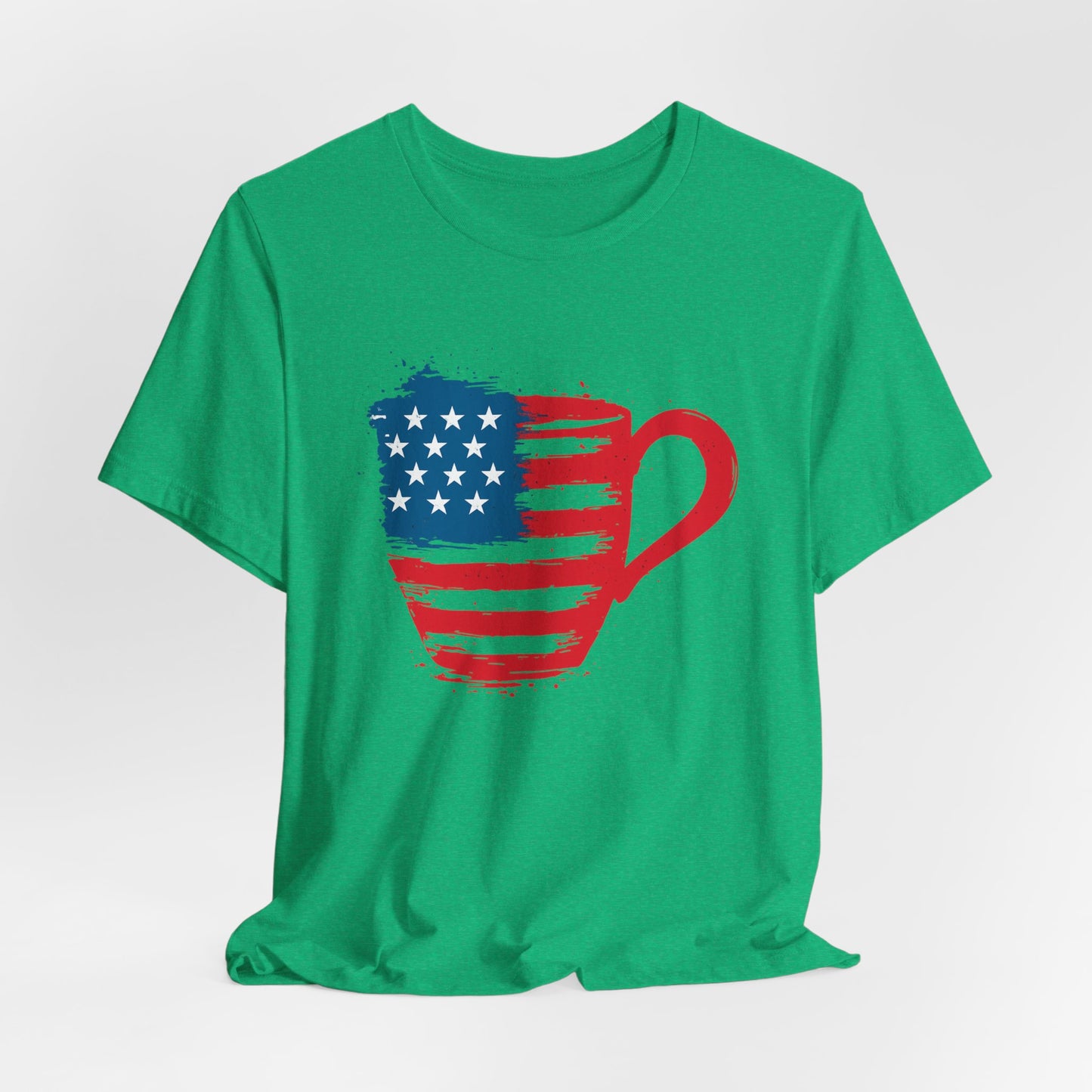 Patriotic Coffee Lover's Tee, Unisex Shirt, Independence Day Apparel, Gift for Barista, American Flag Tee, Casual Wear