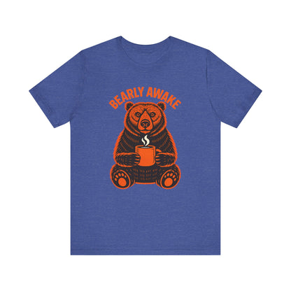 Coffee Lover Bear Tee, Cozy Casual T-Shirt, Perfect Gift for Coffee Enthusiasts, Daily Wear, Bearly Awake Design
