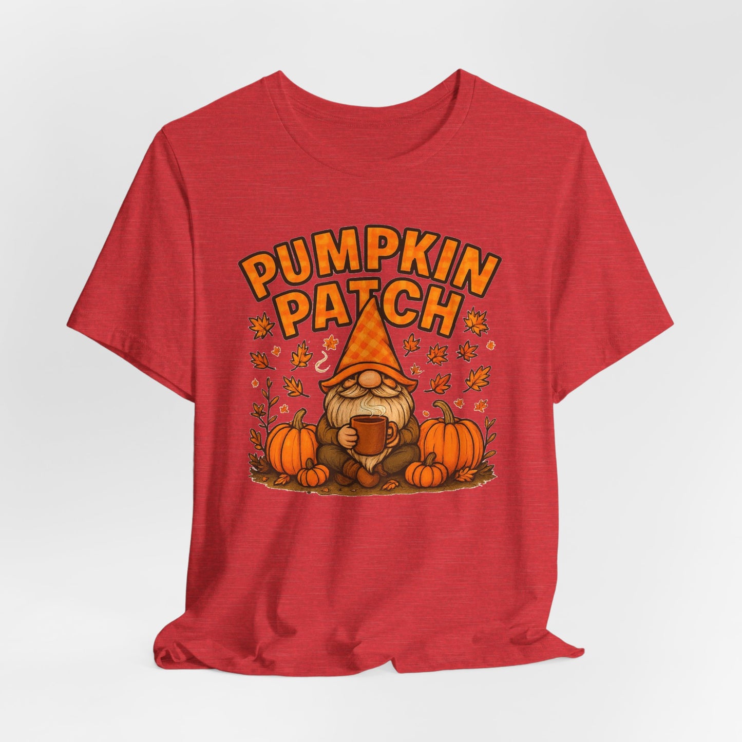 Fall Pumpkin Patch Tee, Cozy Autumn T-Shirt, Seasonal Gnome Shirt, Halloween Fun Apparel, Graphic Tee for Nature Lovers