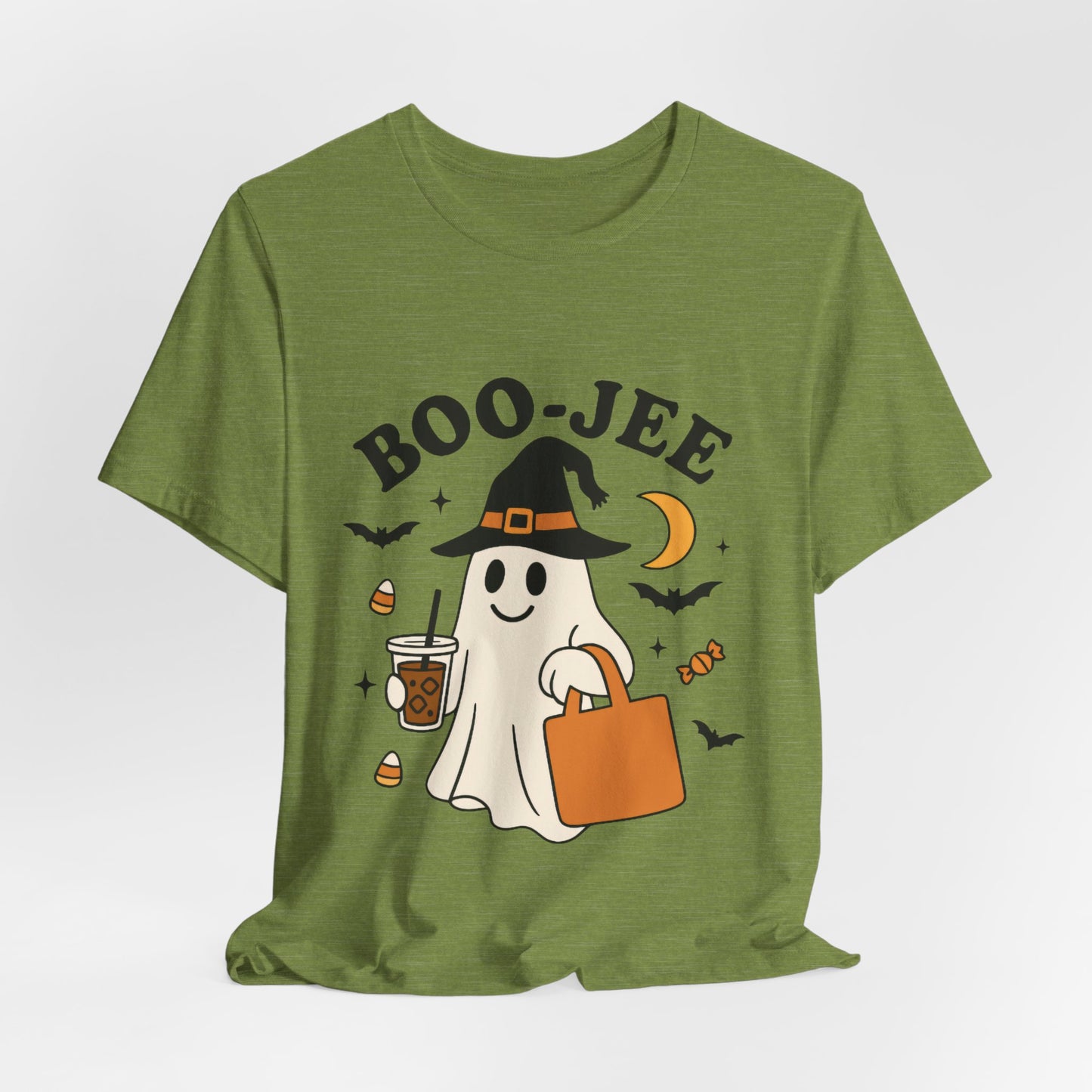 Boo-Jee Coffee Ghost Halloween T-Shirt – Funny Spooky Brew Tee for Coffee Lovers