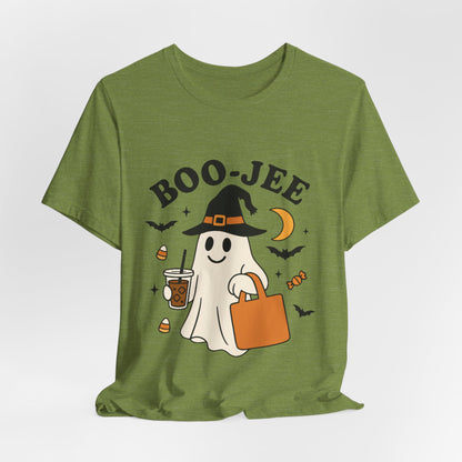 Boo-Jee Coffee Ghost Halloween T-Shirt – Funny Spooky Brew Tee for Coffee Lovers