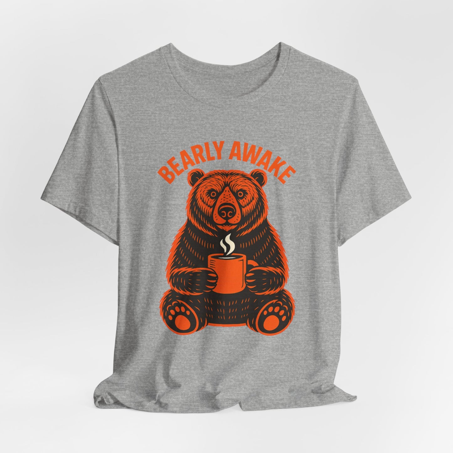 Coffee Lover Bear Tee, Cozy Casual T-Shirt, Perfect Gift for Coffee Enthusiasts, Daily Wear, Bearly Awake Design