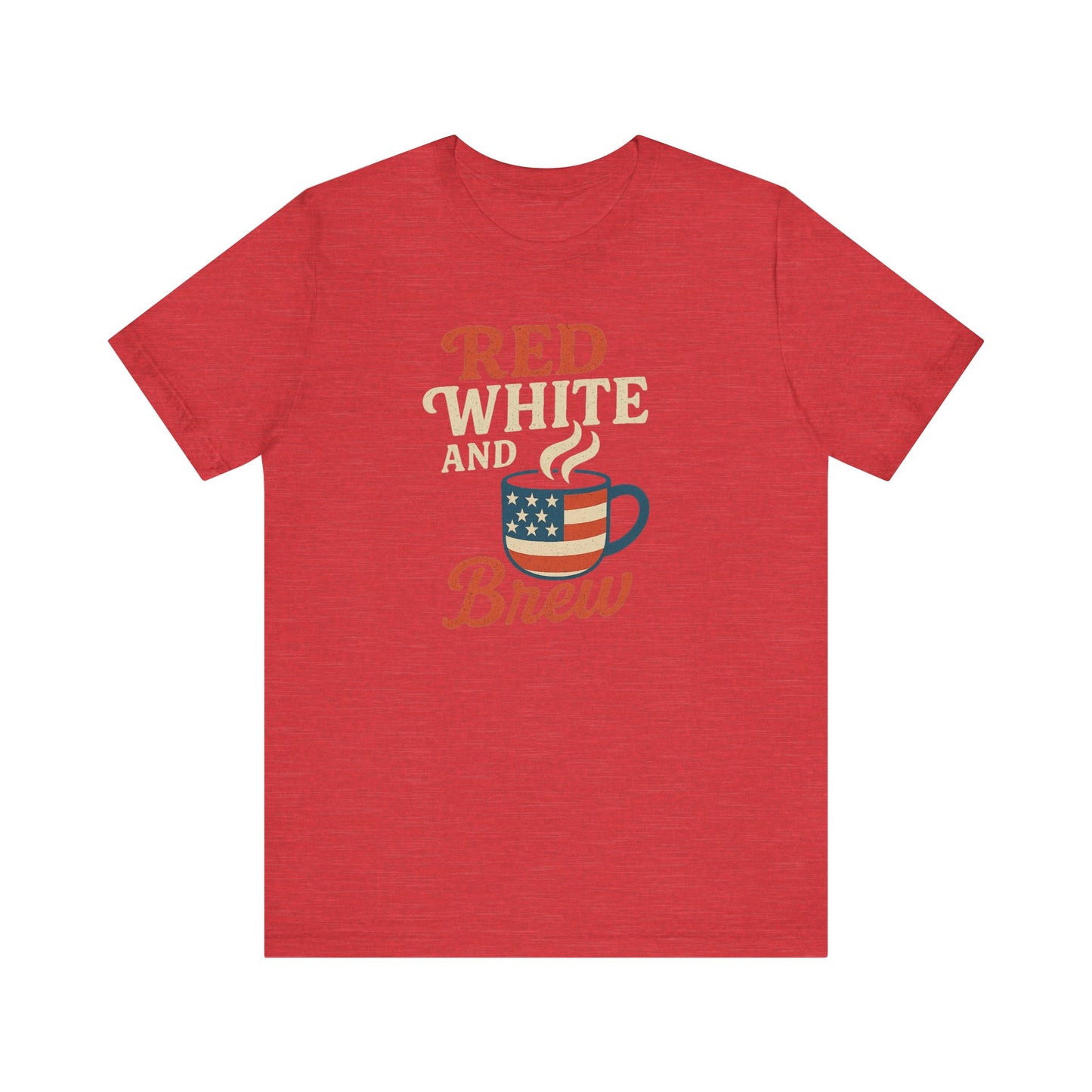 Patriotic Coffee Lover Tee, Red White and Brew Shirt, Unisex Casual T-Shirt, Gift for Coffee Enthusiasts, July 4th Celebration Tee