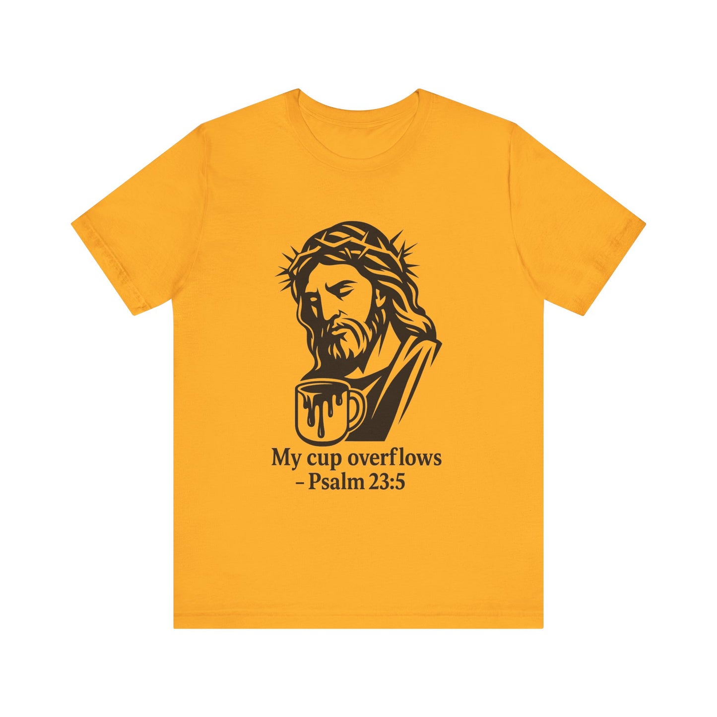 Faith Bible Verse Graphic Tee – Inspirational Psalm 23:5 Shirt, Crown of Thorns Design