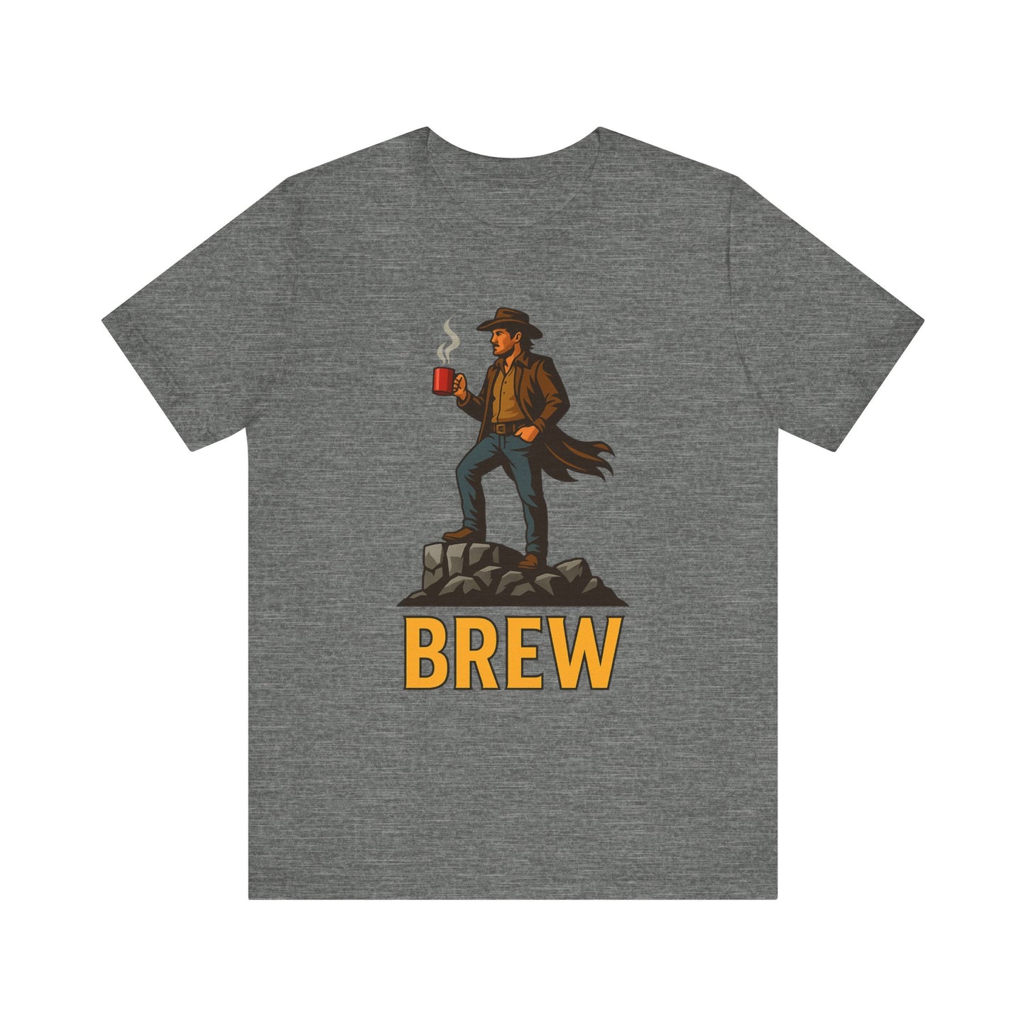 Brew Adventure Tee: Vintage Graphic Unisex Shirt, Coffee Lover Gift, Casual Wear, Hiking Apparel, Men's & Women's Fashion