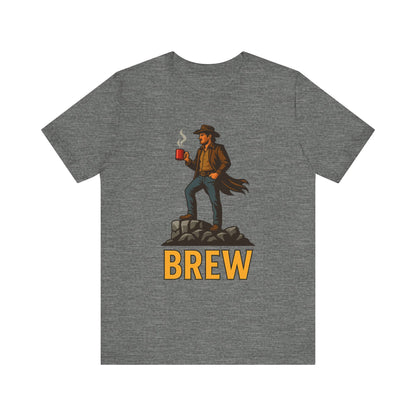 Brew Adventure Tee: Vintage Graphic Unisex Shirt, Coffee Lover Gift, Casual Wear, Hiking Apparel, Men's & Women's Fashion