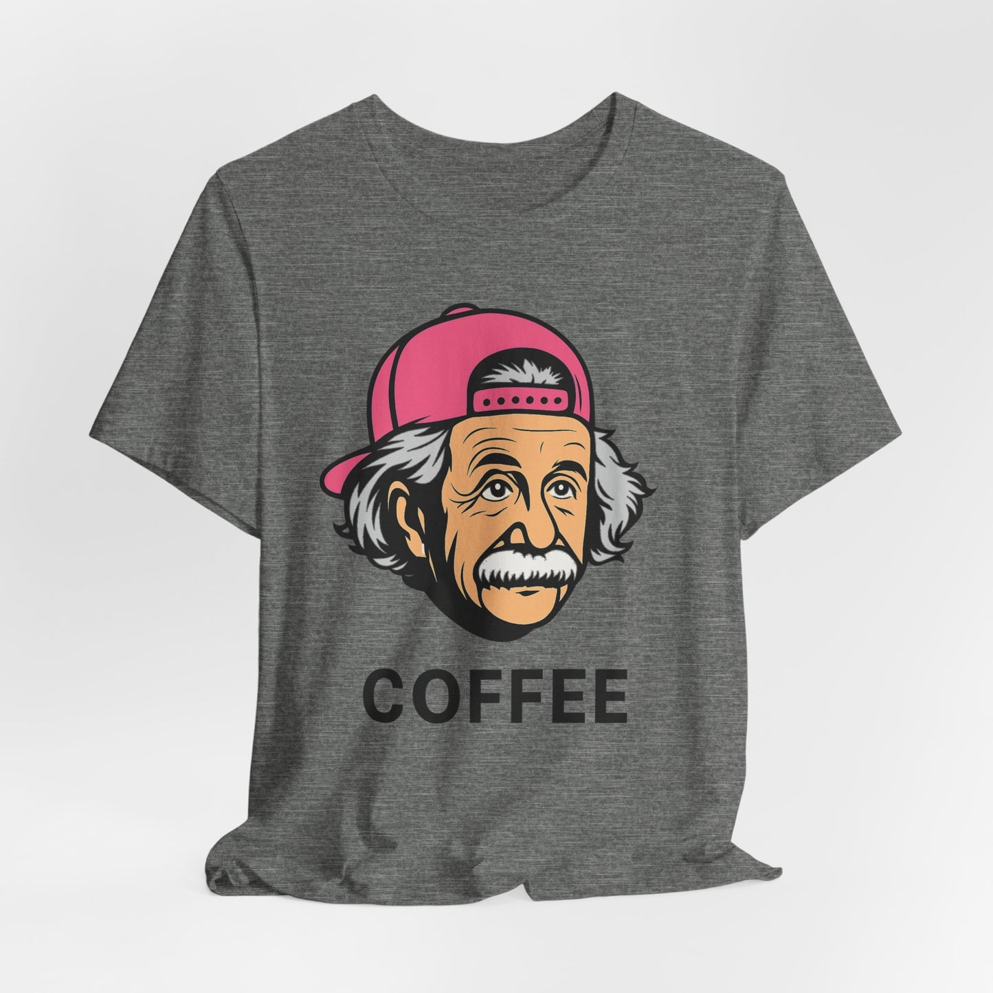 Funny Einstein Coffee Tee, Unisex Short Sleeve Shirt, Great for Coffee Lovers, Gift for Dad, Cute & Quirky Apparel