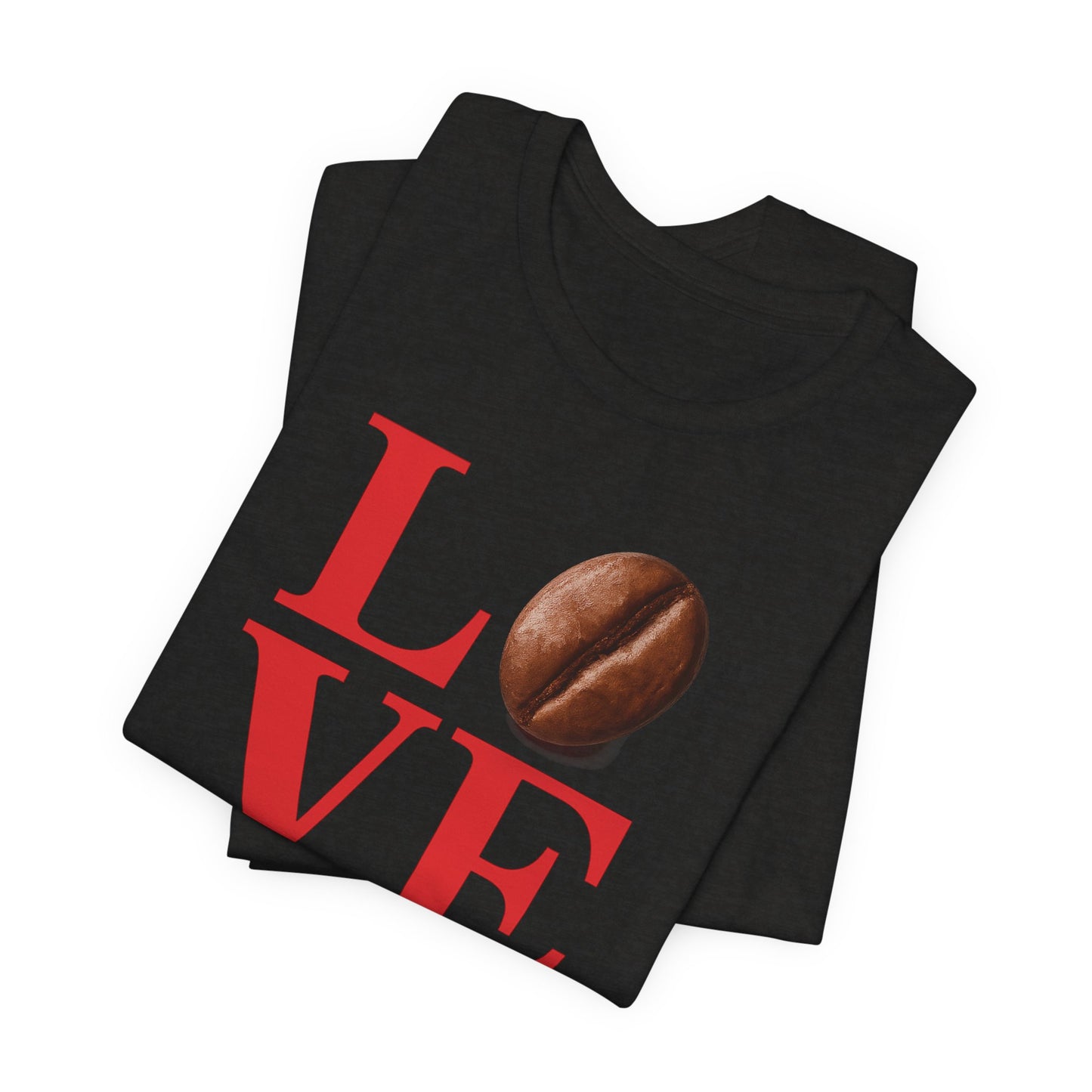 Pipeline Roast Co. LOVE Coffee Bean T-Shirt – Unisex Jersey Short Sleeve Tee for Coffee Lovers