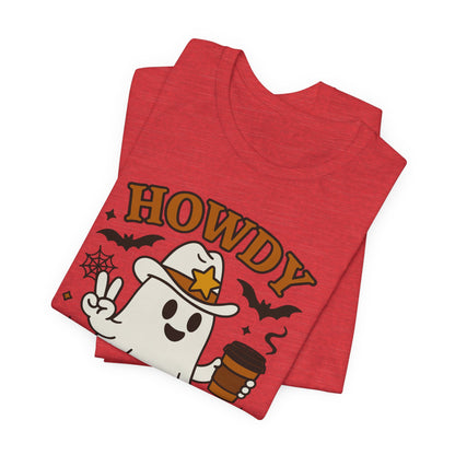 Howdy Boo Ghost Tee, Unisex Halloween T-Shirt, Funny Graphic Tee, Halloween Costume Shirt, Spooky Season Apparel