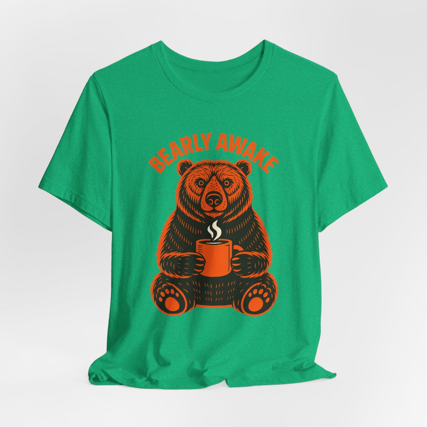 Coffee Lover Bear Tee, Cozy Casual T-Shirt, Perfect Gift for Coffee Enthusiasts, Daily Wear, Bearly Awake Design