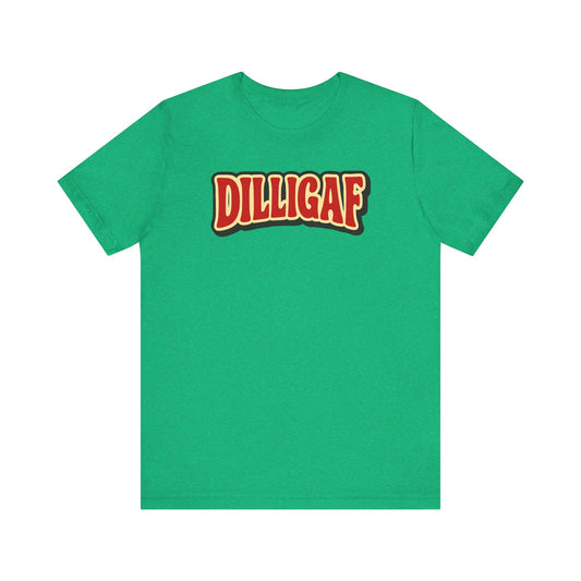 DILLIGAF Unisex Jersey Tee - Casual Fun Shirt for Everyday Wear, Gift Idea for Friends, Party Apparel, Humorous Graphic Tee