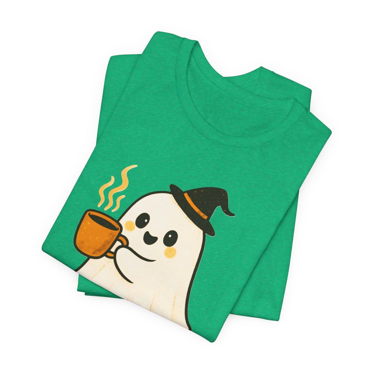 Cute Ghost Coffee Tee, Unisex Halloween Shirt, Funny Pumpkin Spice T-Shirt, Fall Fashion Top, Holiday Gift Idea
