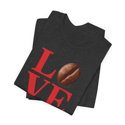 Pipeline Roast Co. LOVE Coffee Bean T-Shirt – Unisex Jersey Short Sleeve Tee for Coffee Lovers