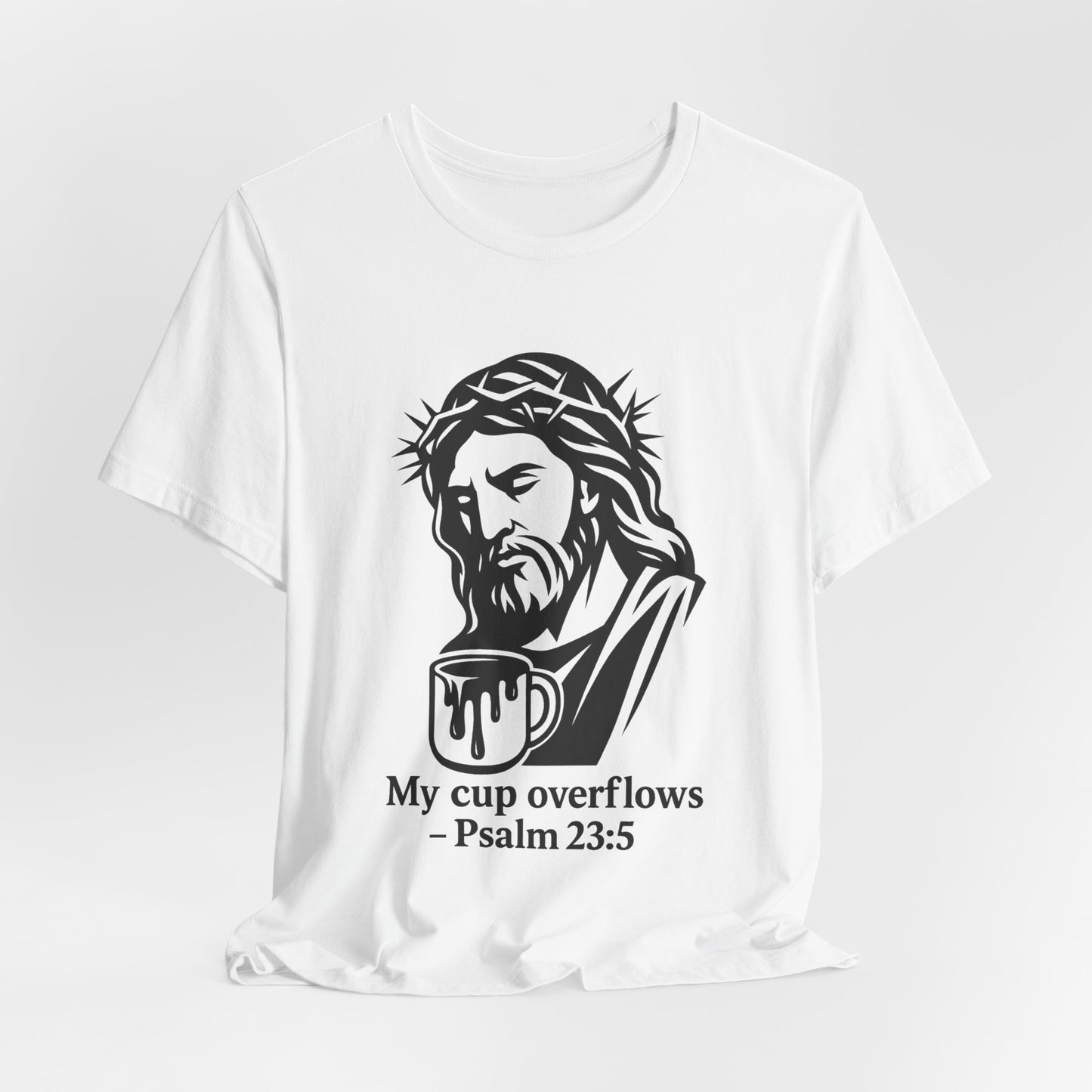 Faith Bible Verse Graphic Tee – Inspirational Psalm 23:5 Shirt, Crown of Thorns Design