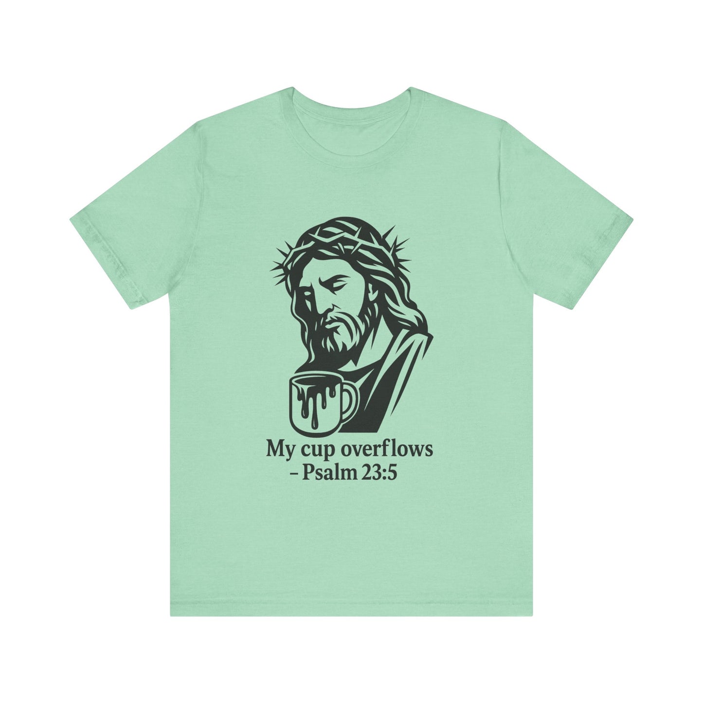 Faith Bible Verse Graphic Tee – Inspirational Psalm 23:5 Shirt, Crown of Thorns Design