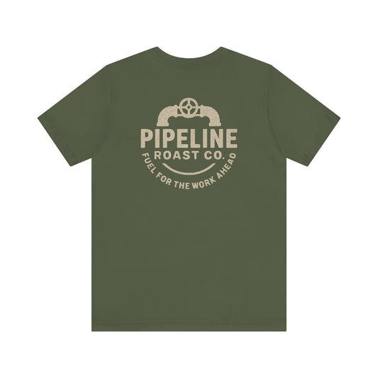 Vintage Worn Pipeline Roast Co. T-Shirt – Distressed Industrial Coffee Tee for Hardworking People