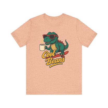 Cool Beans Dino Tee, Fun T-Shirt for Dinosaur Lovers, Casual Wear, Unique Gift Idea for Birthdays, Coffee Enthusiast Gift