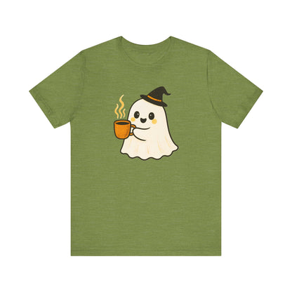 Cute Ghost Coffee Tee, Unisex Halloween Shirt, Funny Pumpkin Spice T-Shirt, Fall Fashion Top, Holiday Gift Idea