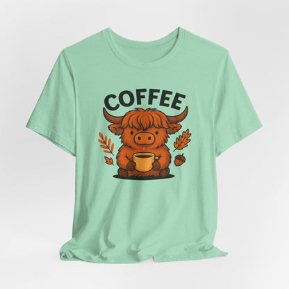 Coffee Lover’s Unisex Tee | Cute Cow Design | Perfect for Casual Gatherings, Birthdays, Coffee Lovers, Gifts