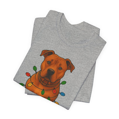 Festive Dog Lover Tee, Holiday T-Shirt, Pet Owner Gift, Christmas Apparel, Unisex Short Sleeve Shirt, Cute Dog Shirt