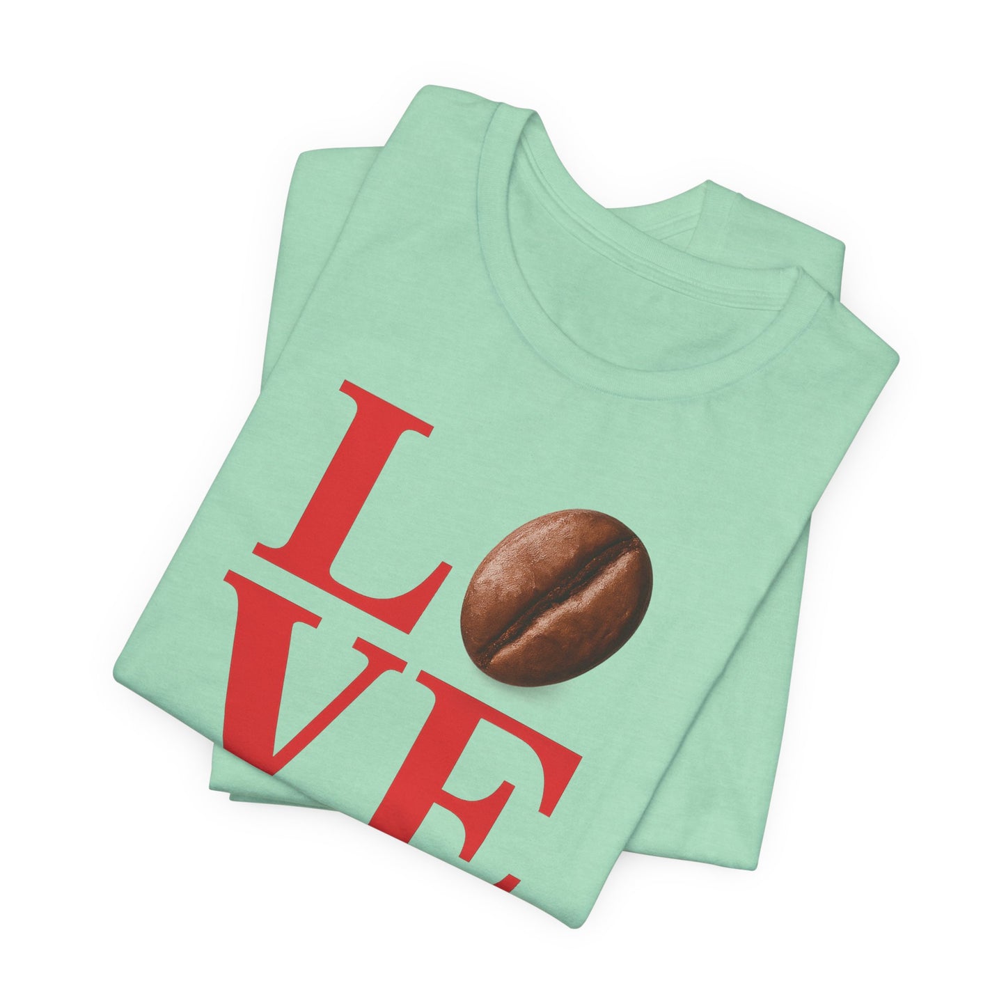 Pipeline Roast Co. LOVE Coffee Bean T-Shirt – Unisex Jersey Short Sleeve Tee for Coffee Lovers