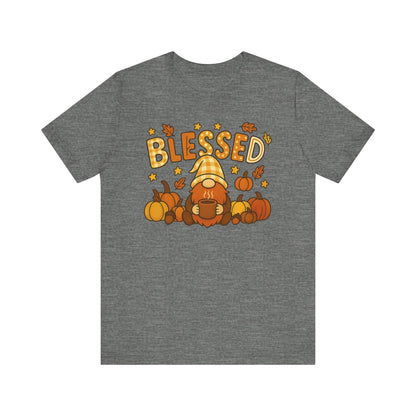 Fall Gnome Blessed Tee, Autumn T-Shirt, Thanksgiving Wear, Seasonal Shirt, Cozy Fall Apparel Gift