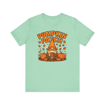 Fall Pumpkin Patch Tee, Cozy Autumn T-Shirt, Seasonal Gnome Shirt, Halloween Fun Apparel, Graphic Tee for Nature Lovers