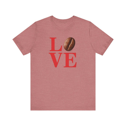Pipeline Roast Co. LOVE Coffee Bean T-Shirt – Unisex Jersey Short Sleeve Tee for Coffee Lovers