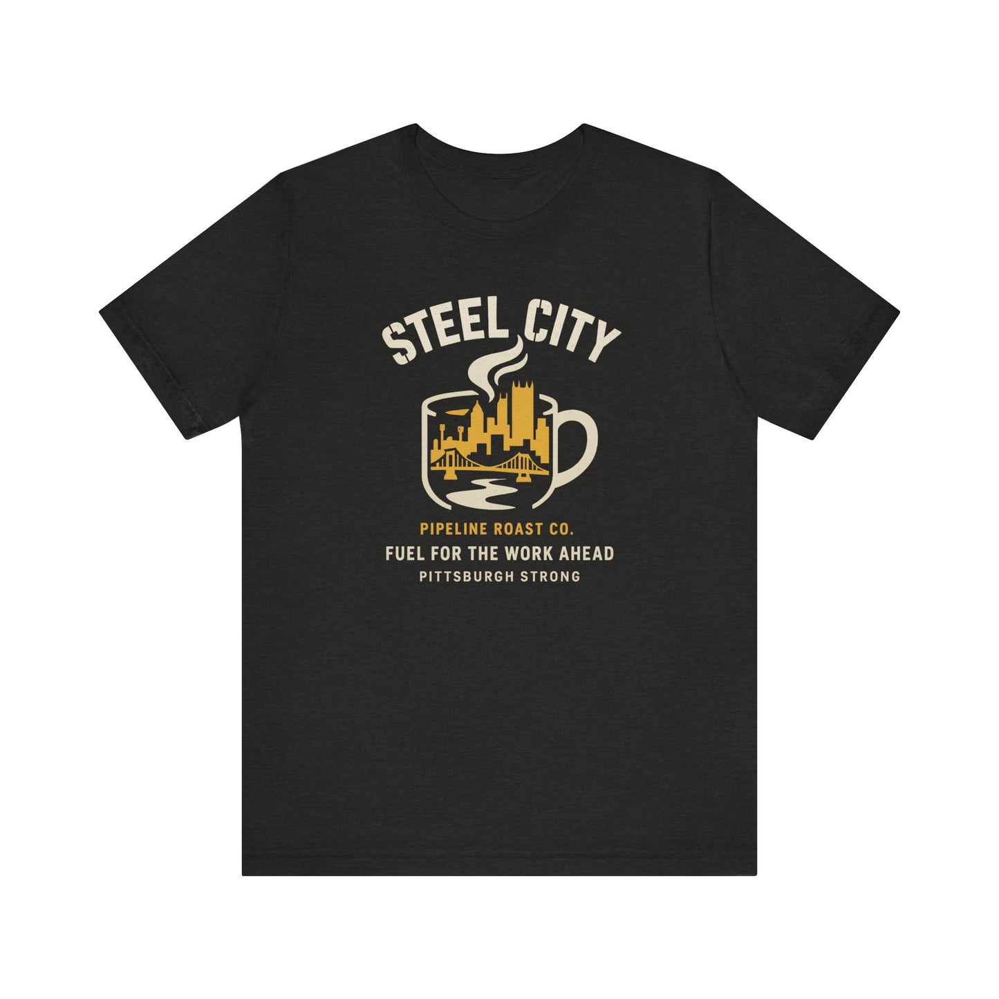 Pittsburgh Strong Coffee Tee, Short Sleeve Shirt, Unisex Graphic T-Shirt, Casual Wear, Gift for Coffee Lovers, Pittsburgh Pride