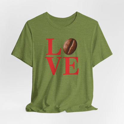 Pipeline Roast Co. LOVE Coffee Bean T-Shirt – Unisex Jersey Short Sleeve Tee for Coffee Lovers
