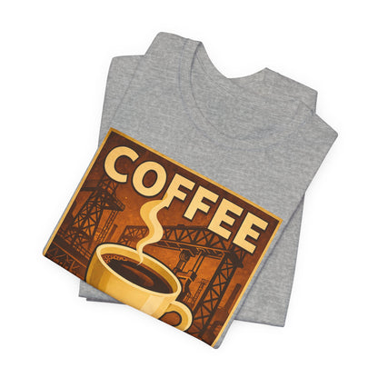 Steel Worker Coffee T-Shirt – Industrial Graphic Tee for Hardworking Coffee Fans