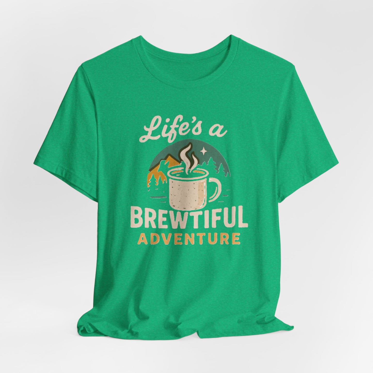Brewtiful Adventure Tee - Unisex Short Sleeve T-Shirt, Coffee Lover Gift, Hiking Apparel, Adventure Shirt, Travel Outfit