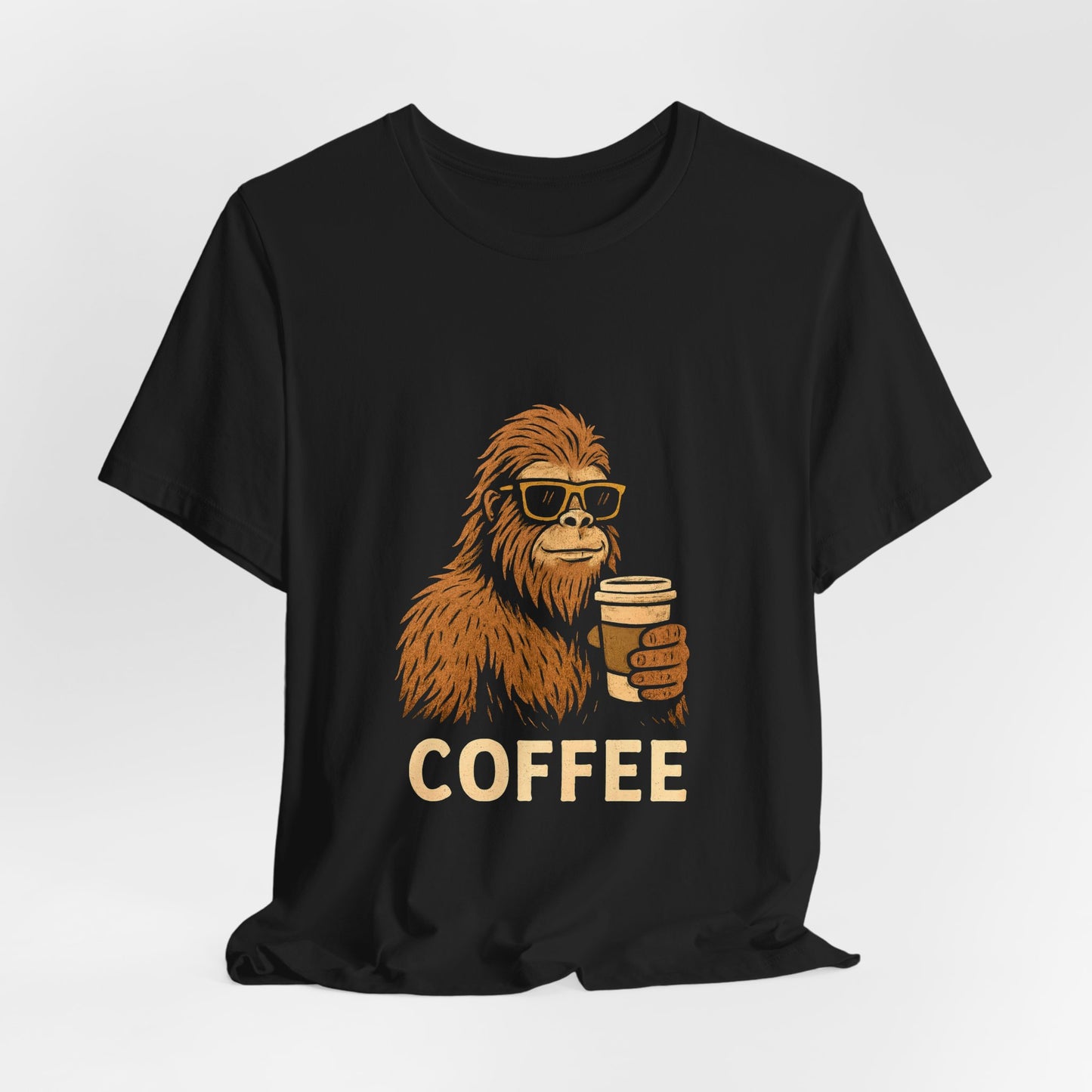 Bigfoot Drinking Coffee T-Shirt – Funny Sasquatch Coffee Tee for Coffee Lovers
