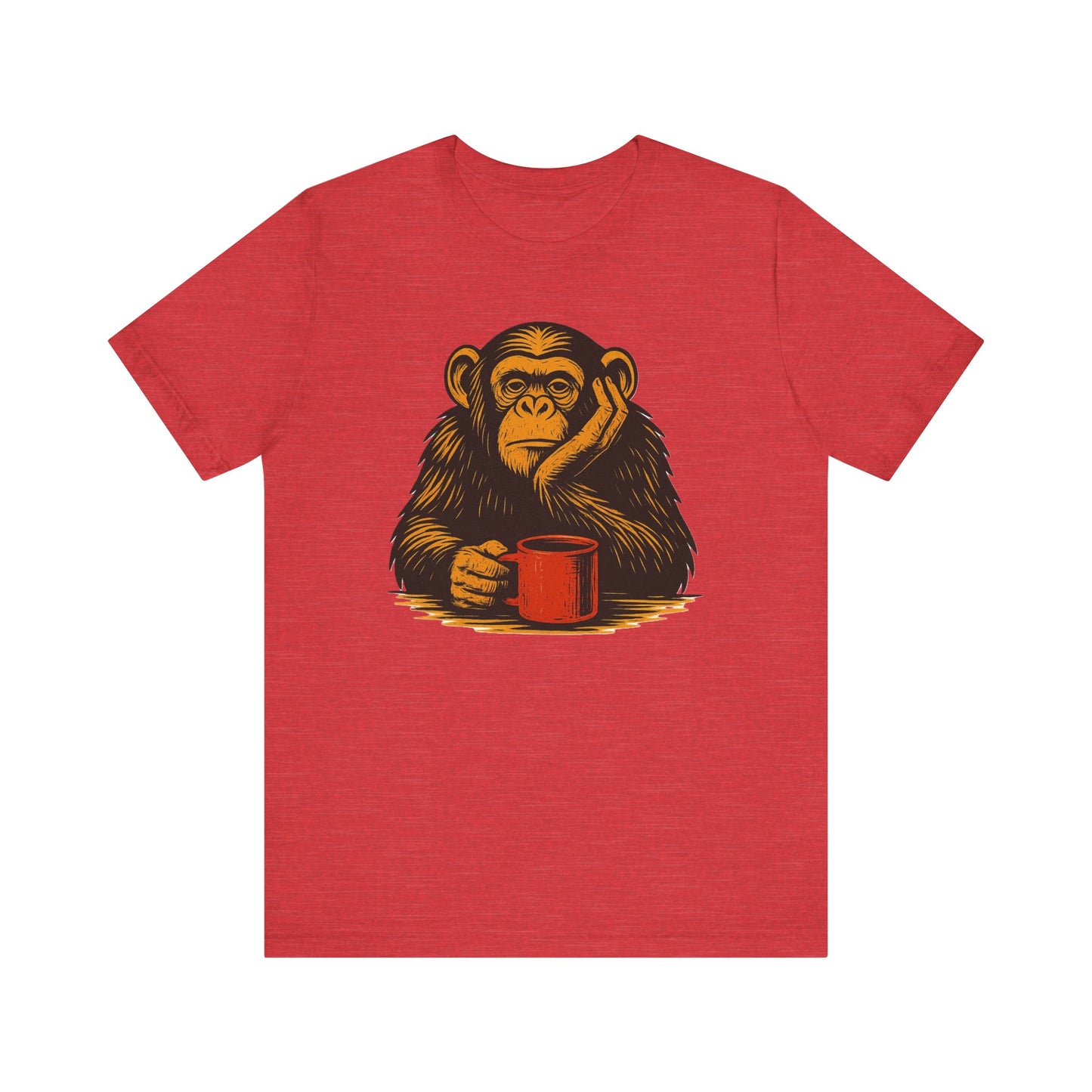 Charming Chimpanzee Coffee Tee, Relaxed Vibes, Gift for Animal Lovers, Everyday Comfort, Perfect for Coffee Lovers