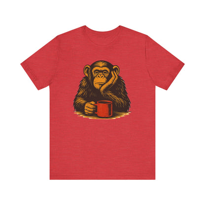Charming Chimpanzee Coffee Tee, Relaxed Vibes, Gift for Animal Lovers, Everyday Comfort, Perfect for Coffee Lovers