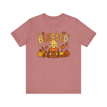 Fall Gnome Blessed Tee, Autumn T-Shirt, Thanksgiving Wear, Seasonal Shirt, Cozy Fall Apparel Gift