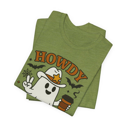 Howdy Boo Ghost Tee, Unisex Halloween T-Shirt, Funny Graphic Tee, Halloween Costume Shirt, Spooky Season Apparel