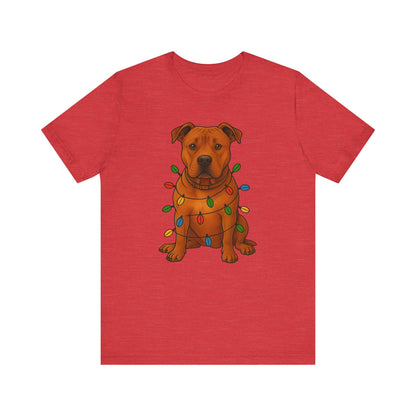 Festive Dog Lover Tee, Holiday T-Shirt, Pet Owner Gift, Christmas Apparel, Unisex Short Sleeve Shirt, Cute Dog Shirt